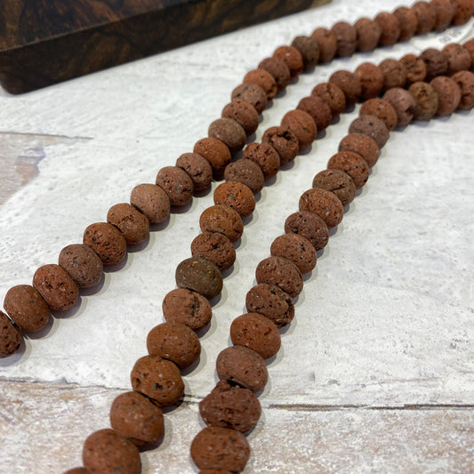 Brown Lava 8mm Rondelle Bead - 8" Strand