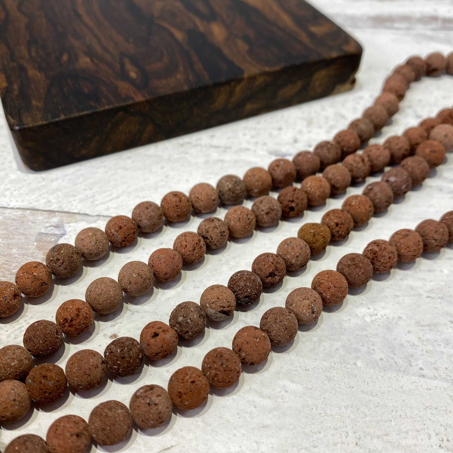 Brown Lava 8mm Round Bead - 16" Strand