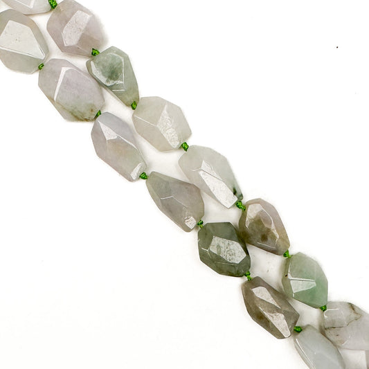 Burma Jade 9-12mm Faceted Flat Nugget Bead - 7.75" Strand-The Bead Gallery Honolulu