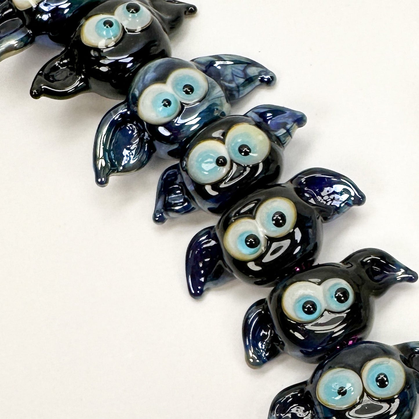 Calvin Orr Halloween Bat w/Glow in the Dark Eyes Handmade Lampwork Glass Bead - 1 pc.-The Bead Gallery Honolulu