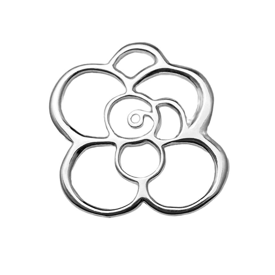 Large Flower Link Charm -Sterling Silver (1 pc/M665)