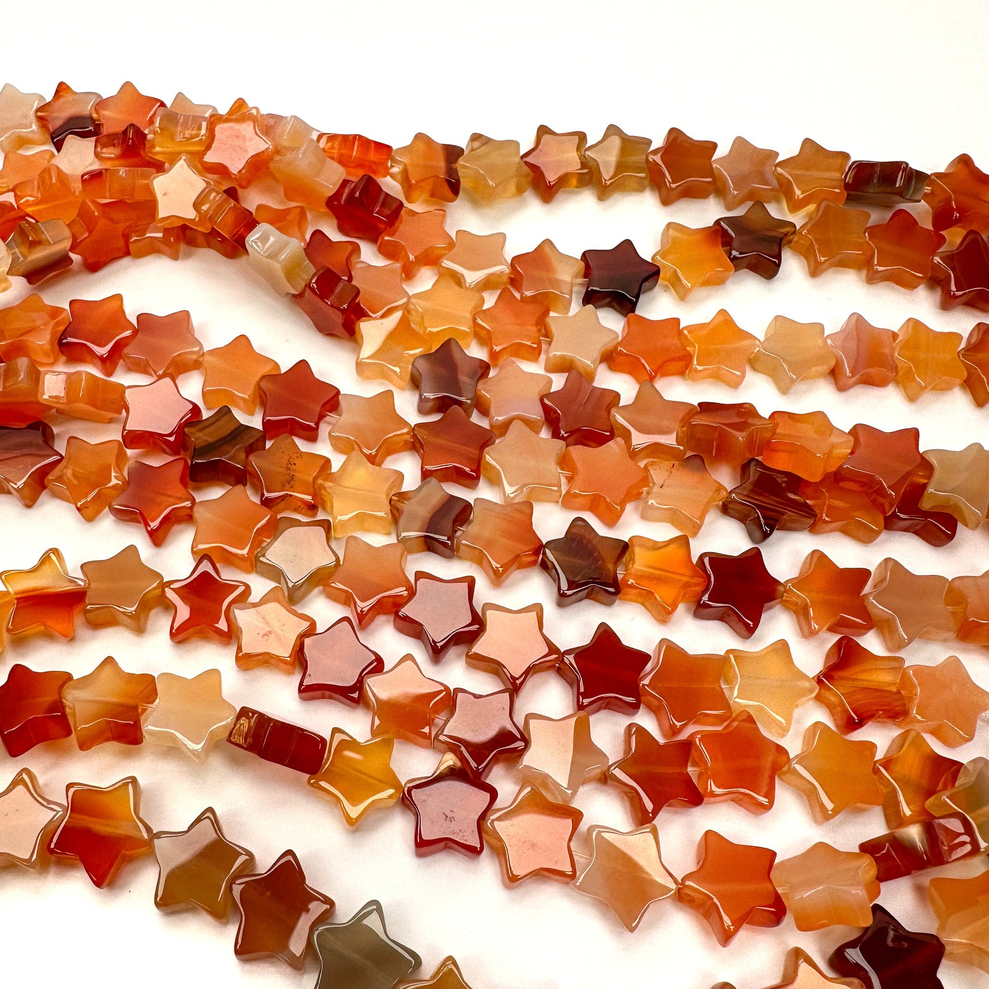 Carnelian 11mm Star - 10 pcs.-The Bead Gallery Honolulu