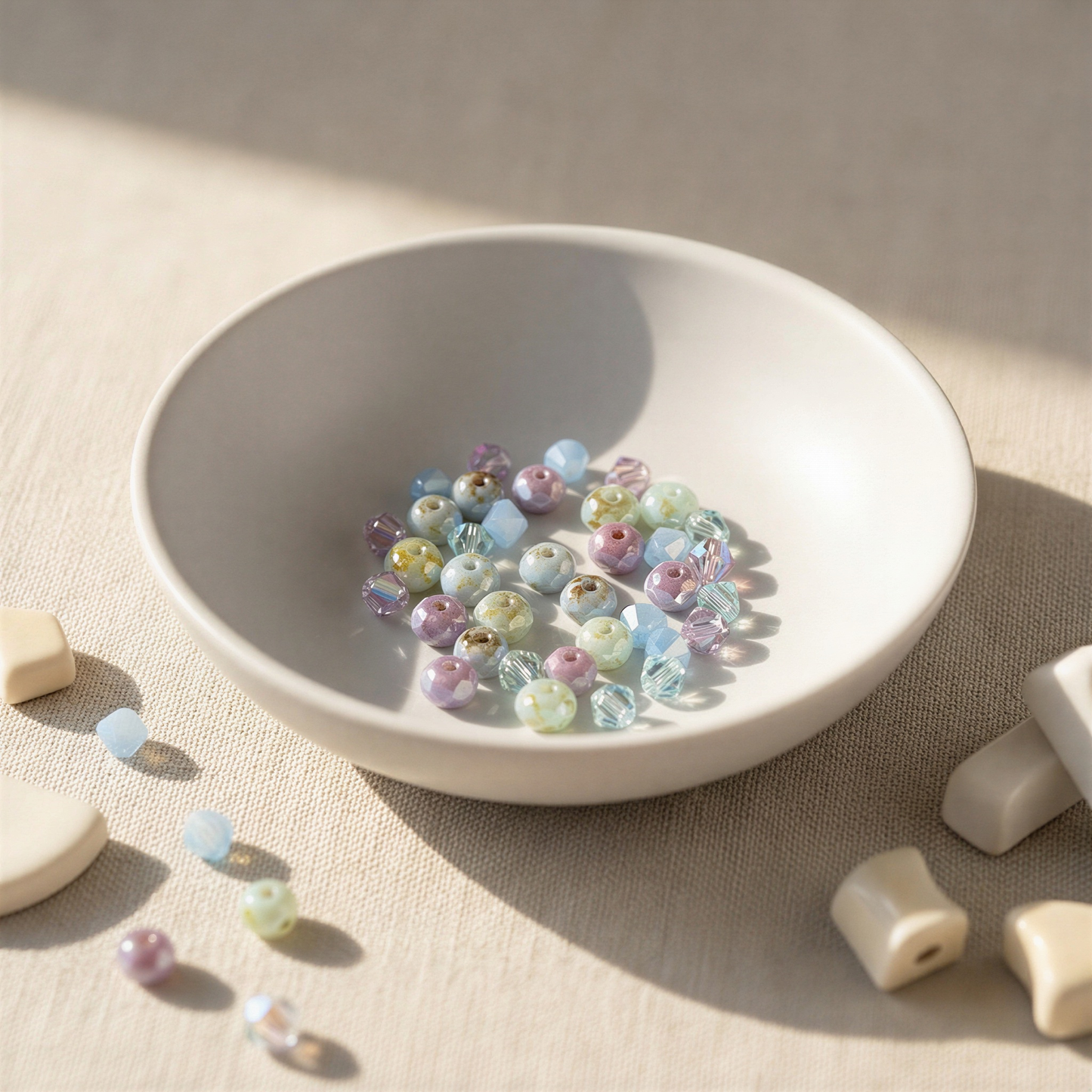 Dreamy Glass & Crystal Mix in Lilac & Aqua (36 pcs/KT302) – AI Studio Image (Transformed)