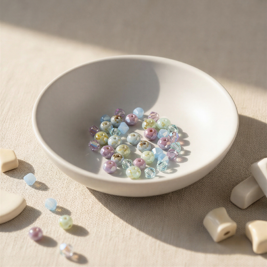 Dreamy Glass & Crystal Mix in Lilac & Aqua (36 pcs/KT302) – AI Studio Image (Transformed)