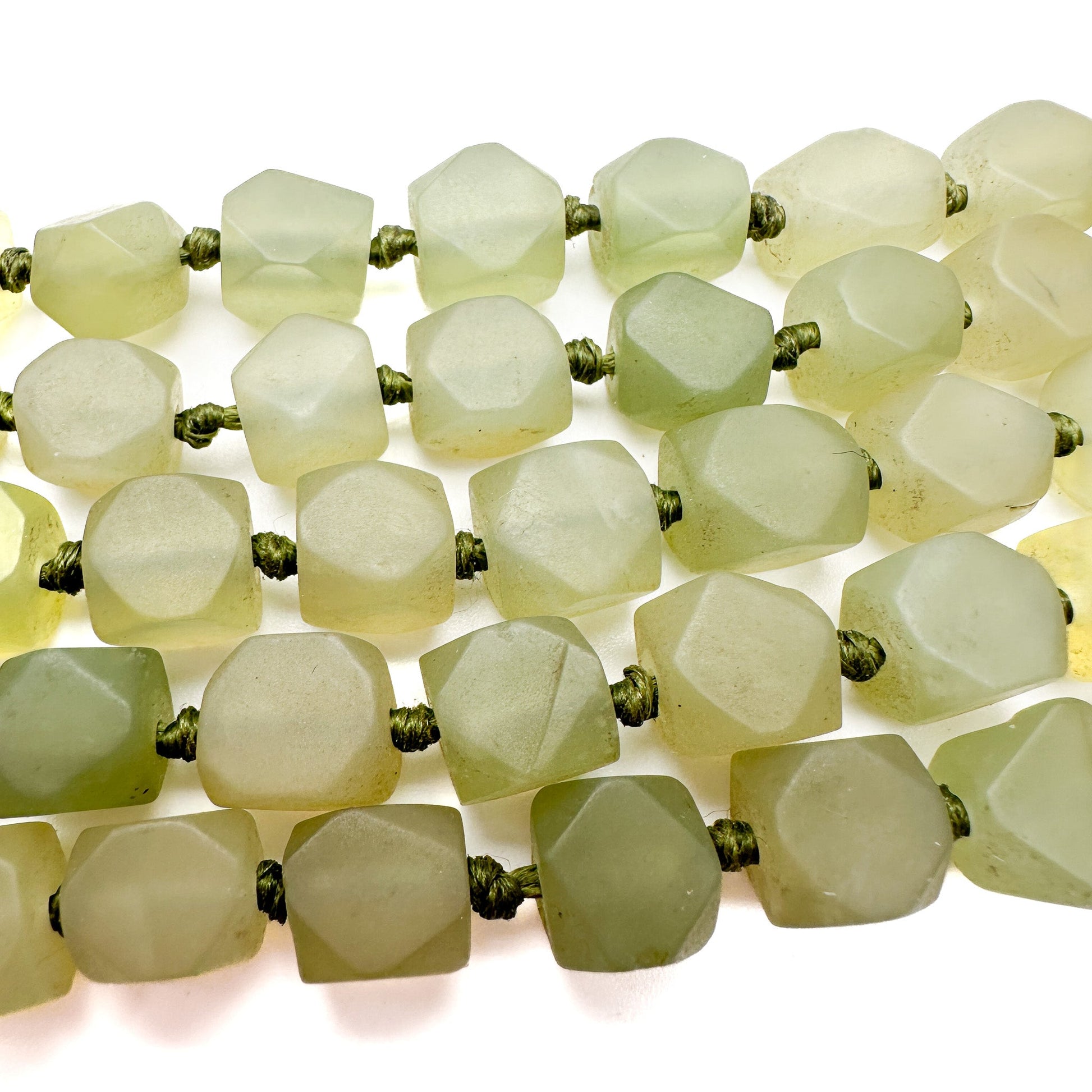 Celadon Green Jade Matte Cornerless Cube Bead - 8" Strand-The Bead Gallery Honolulu