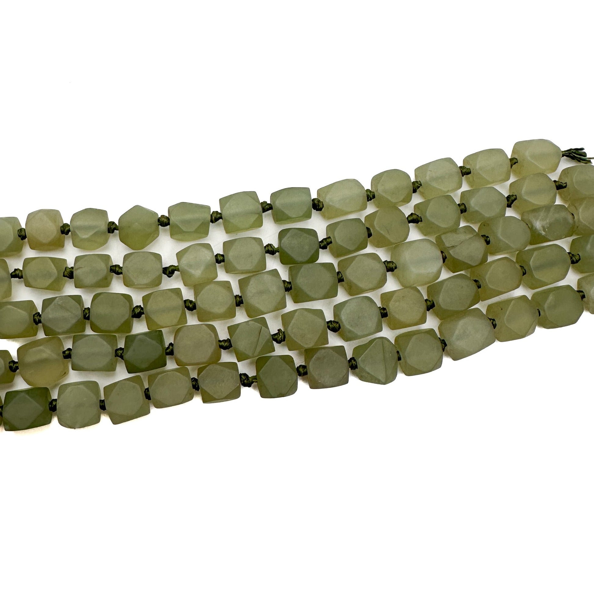 Celadon Green Jade Matte Cornerless Cube Bead - 8" Strand-The Bead Gallery Honolulu