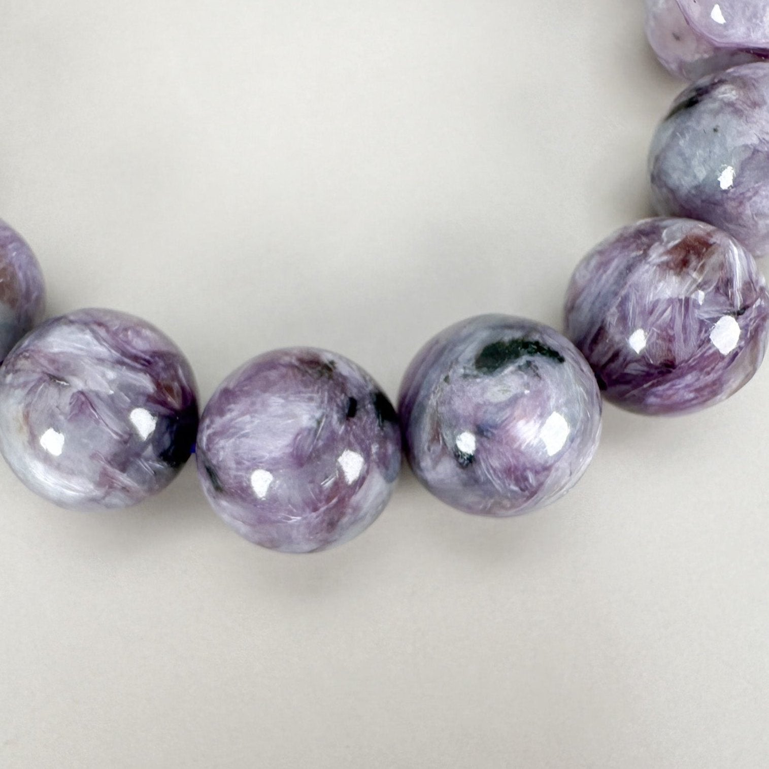 Charoite 13mm Smooth Round Bead - 1 pc. (P3130)-The Bead Gallery Honolulu