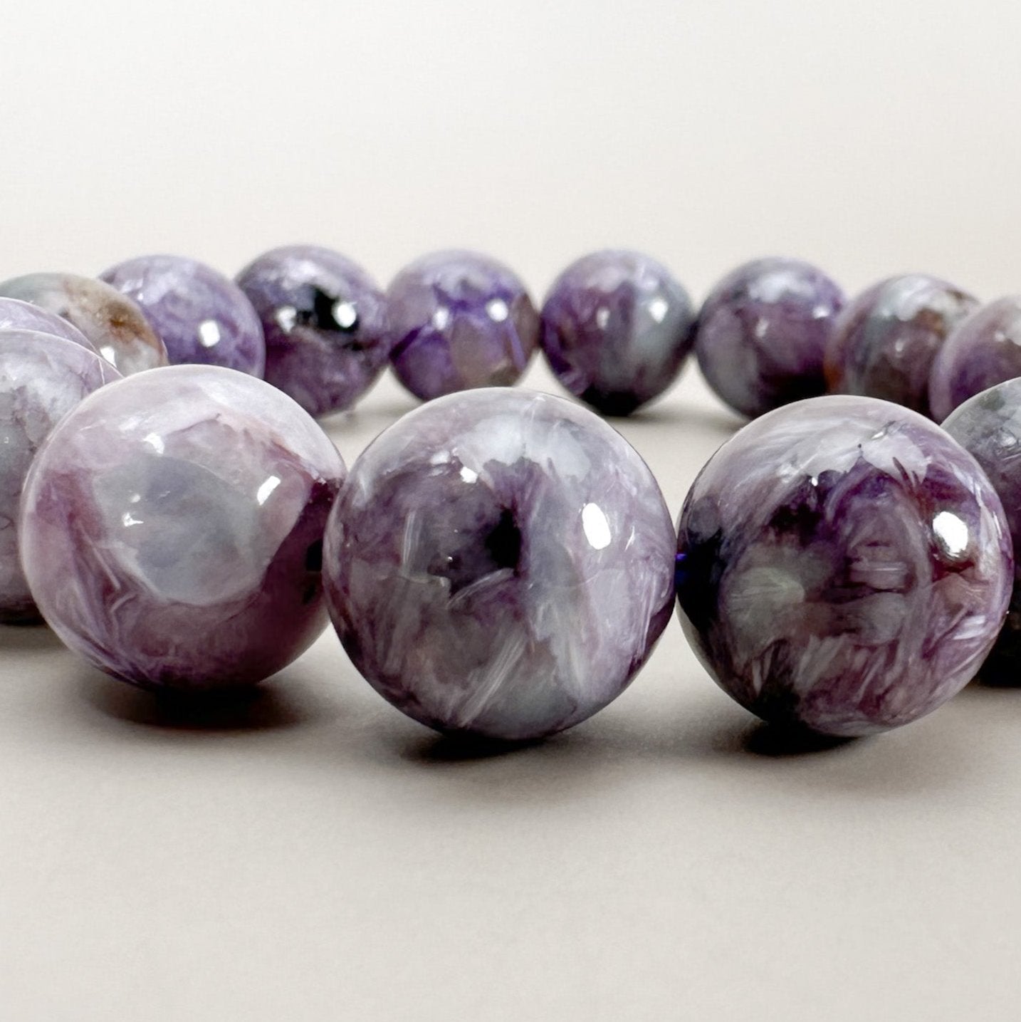 Charoite 13mm Smooth Round Bead - 1 pc. (P3130)-The Bead Gallery Honolulu