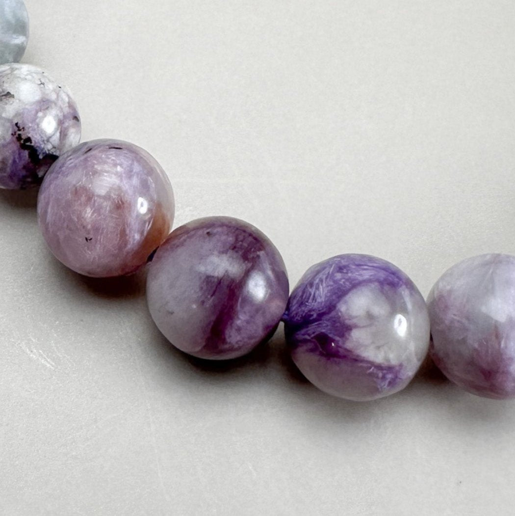 Charoite 9mm Smooth Round Bead - 1 pc. (P3134)-The Bead Gallery Honolulu