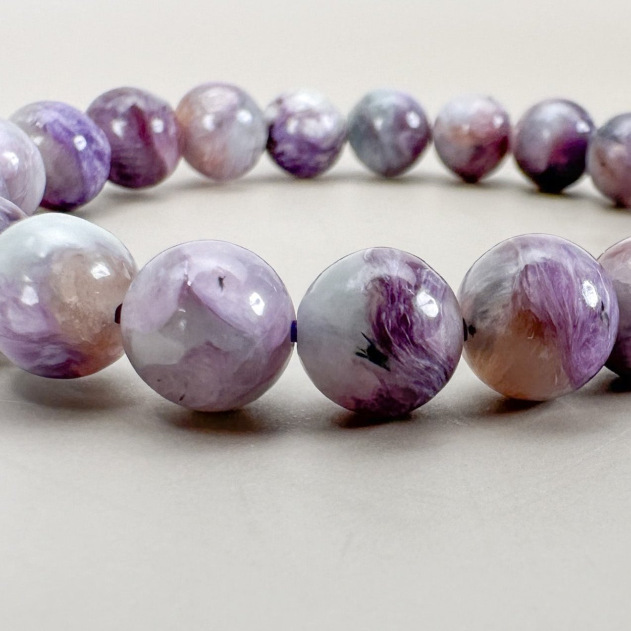 Charoite 9mm Smooth Round Bead - 1 pc. (P3134)-The Bead Gallery Honolulu