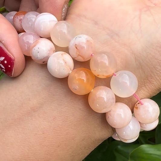 Cherry Blossom Agate 10mm Round Bead - 7.5" Strand (GEM 1610)-The Bead Gallery Honolulu