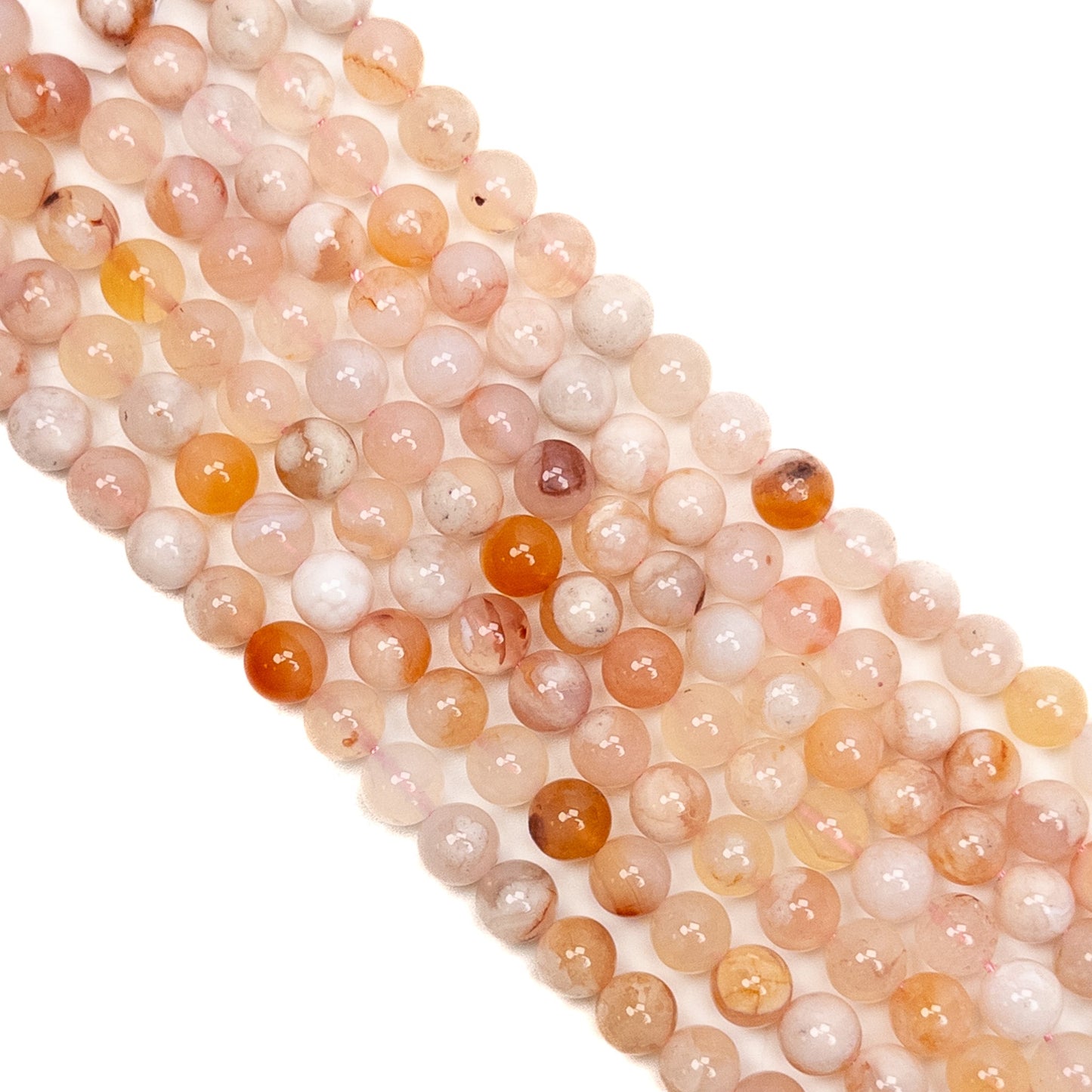 Cherry Blossom Agate 8mm Round Bead - 7.5" Strand-The Bead Gallery Honolulu