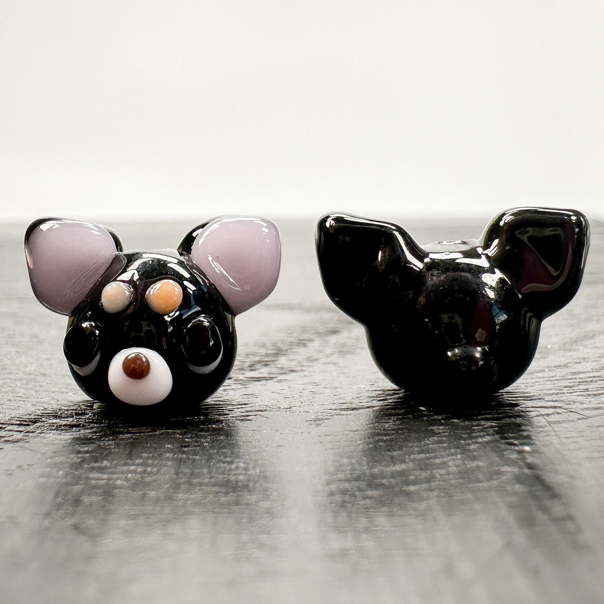 Chibi Handmade Glass Beads - Chihuahua Dog Black-The Bead Gallery Honolulu