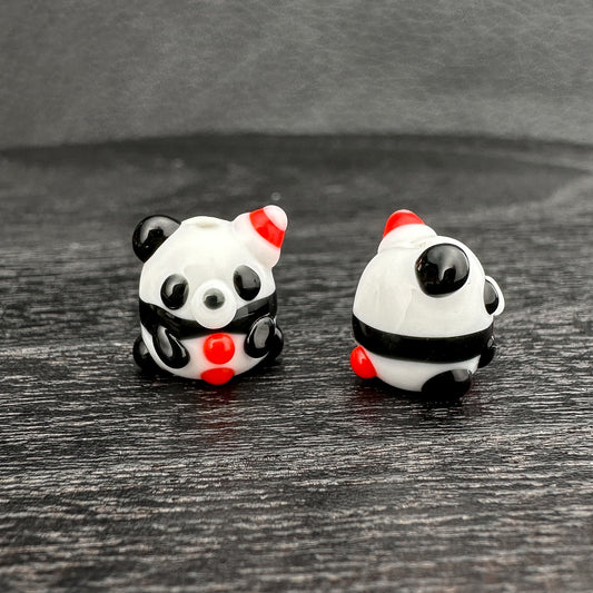 Chibi Handmade Glass Beads - Christmas Panda (LB286)