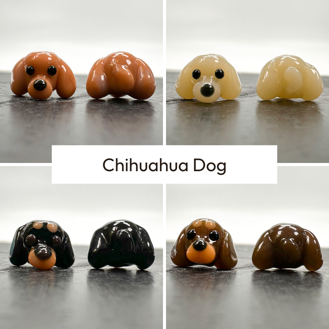 Chibi Handmade Glass Beads - Dachshund Dog Red (LB084)