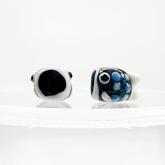 Chibi Handmade Glass Beads - Koinobori Fish Black (Boy’s Day Flag)-The Bead Gallery Honolulu