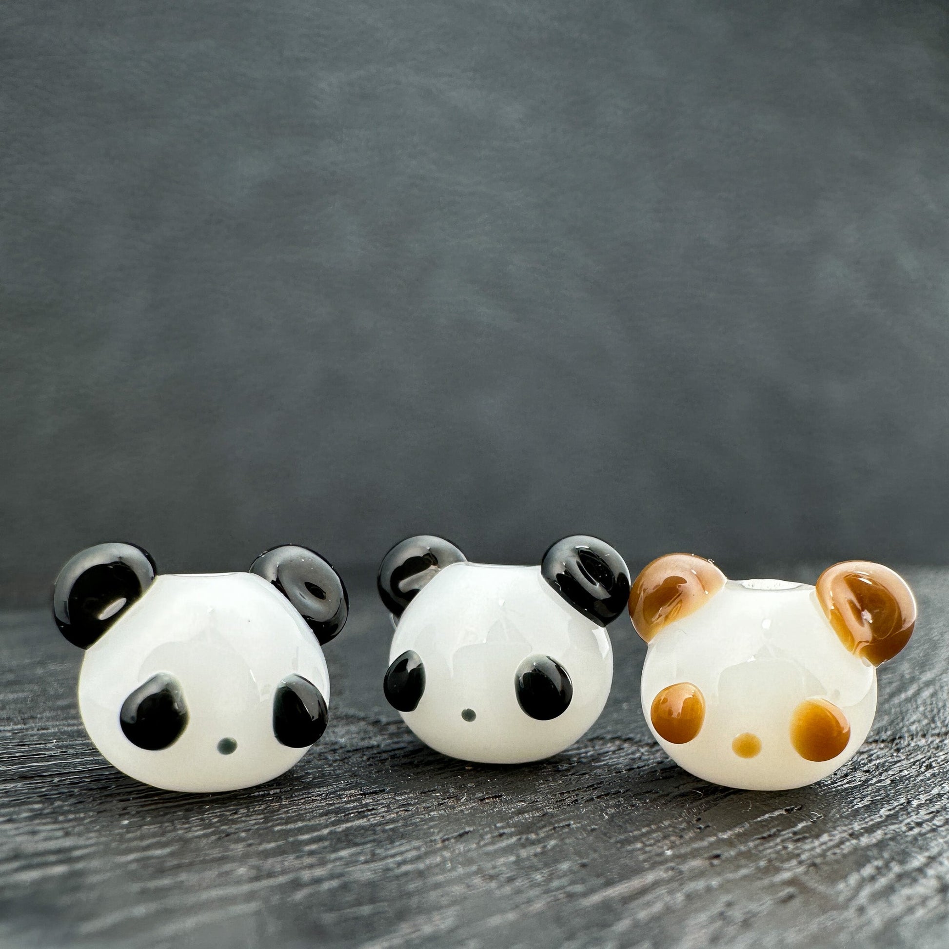 Chibi Handmade Glass Beads - Panda (3 Color Options) (LB174)-The Bead Gallery Honolulu