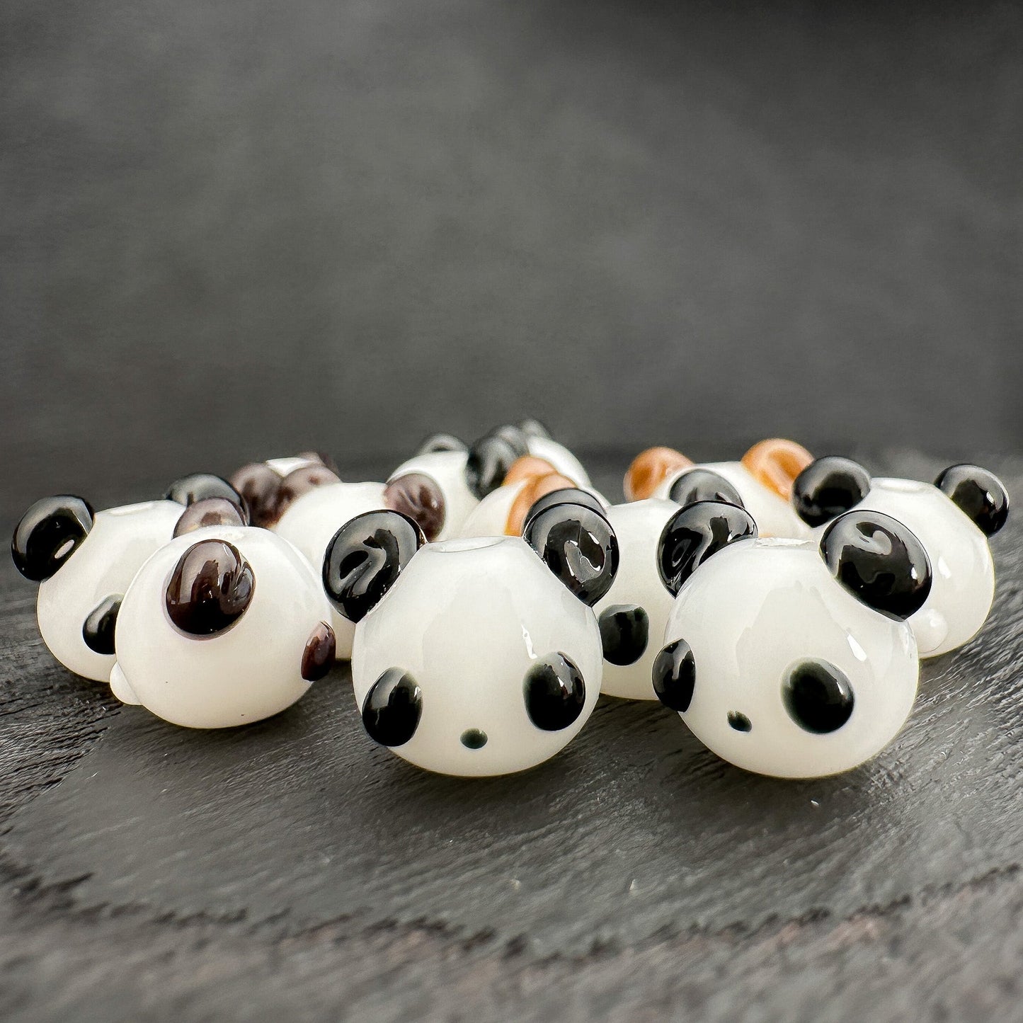 Chibi Handmade Glass Beads - Panda (3 Color Options) (LB174)-The Bead Gallery Honolulu