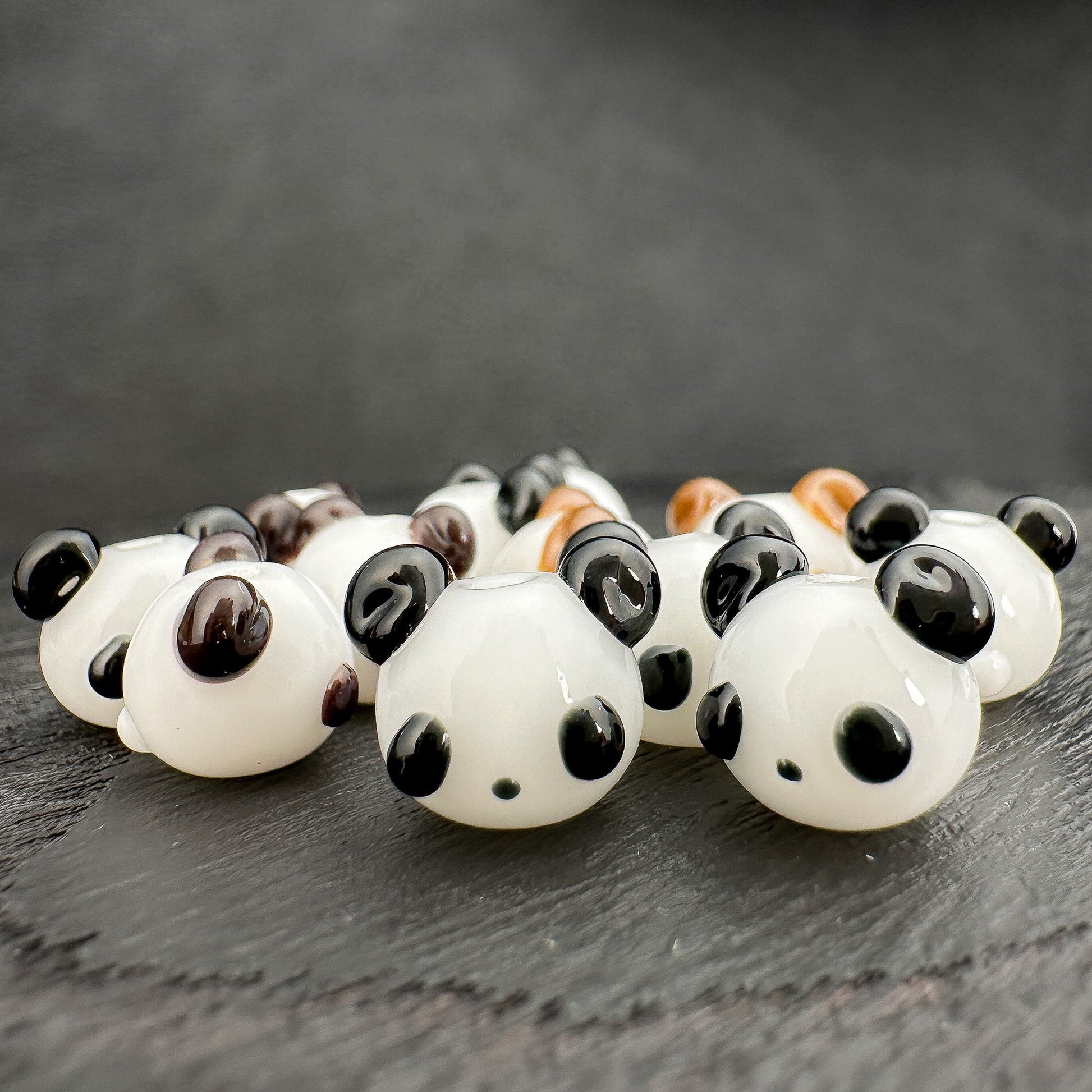 Chibi Handmade Glass Beads - Panda (3 Color Options) (LB174)-The Bead Gallery Honolulu
