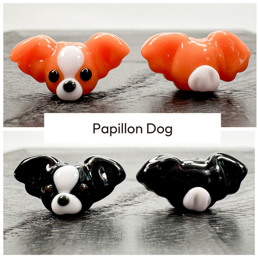 Chibi Handmade Glass Beads - Papillon Dog (2 Colors) (LB108)