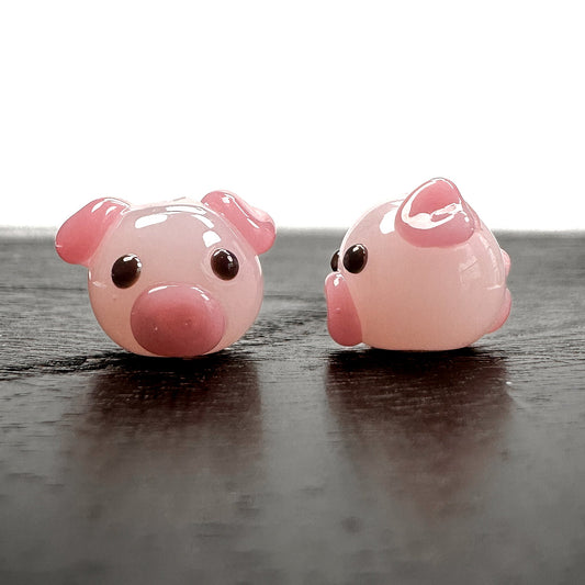 Chibi Handmade Glass Beads - Pig-The Bead Gallery Honolulu