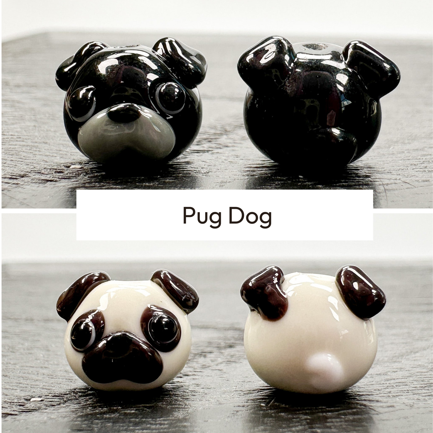 Chibi Handmade Glass Beads - Pug Dog (2 Colors) (LB095)