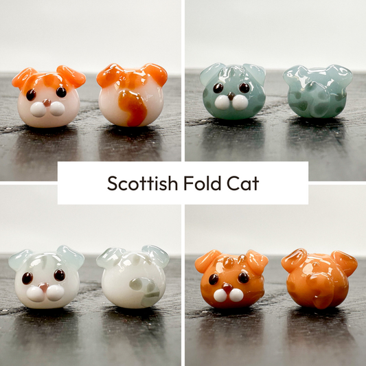 Chibi Handmade Glass Beads - Scottish Fold Orange White Cat (LB139)