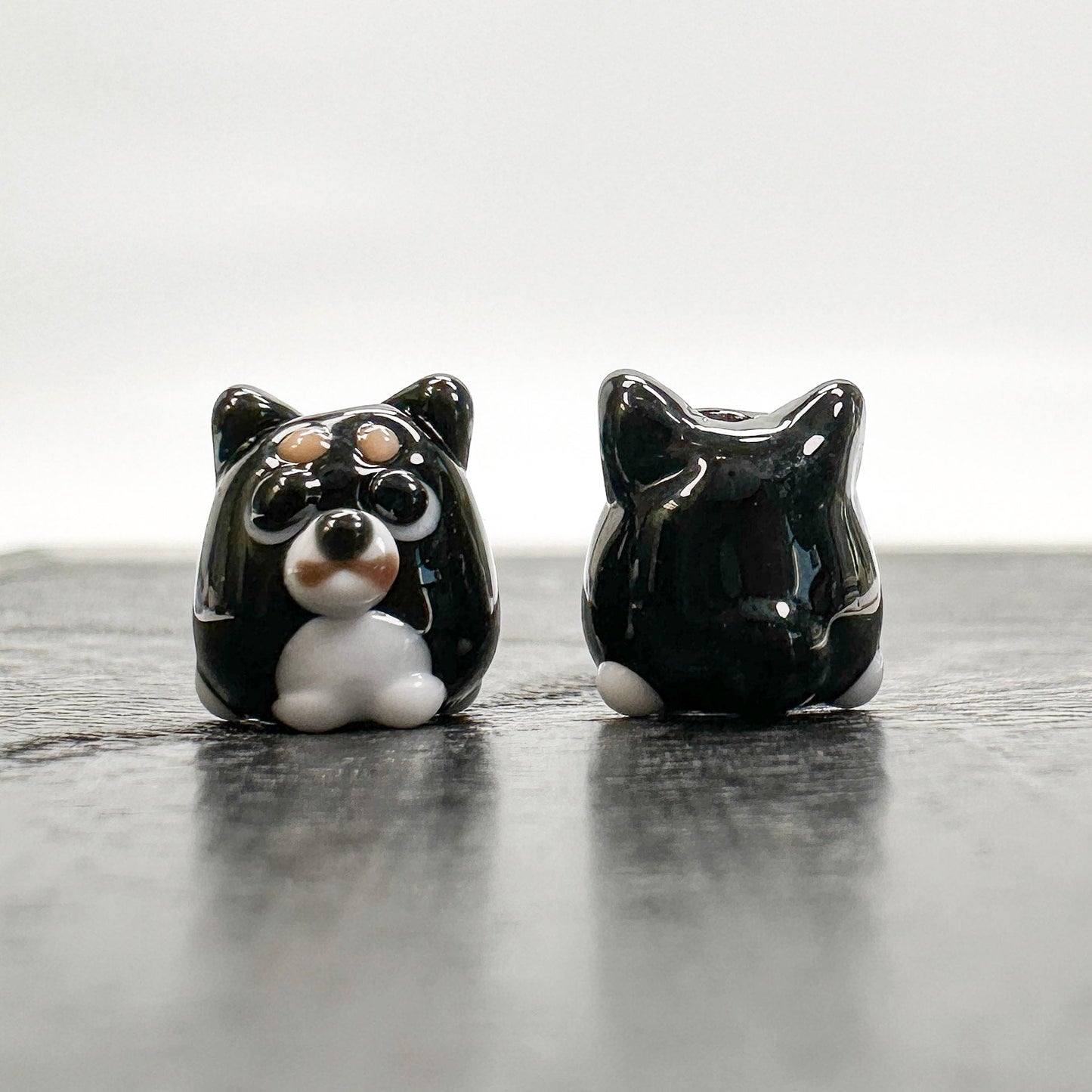 Chibi Handmade Glass Beads - Shiba Inu Dog White-The Bead Gallery Honolulu