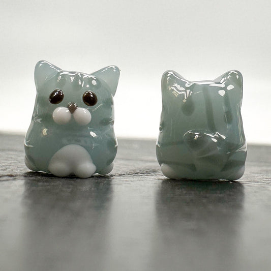 Chibi Beads - Silver Tabby Cat Body-The Bead Gallery Honolulu