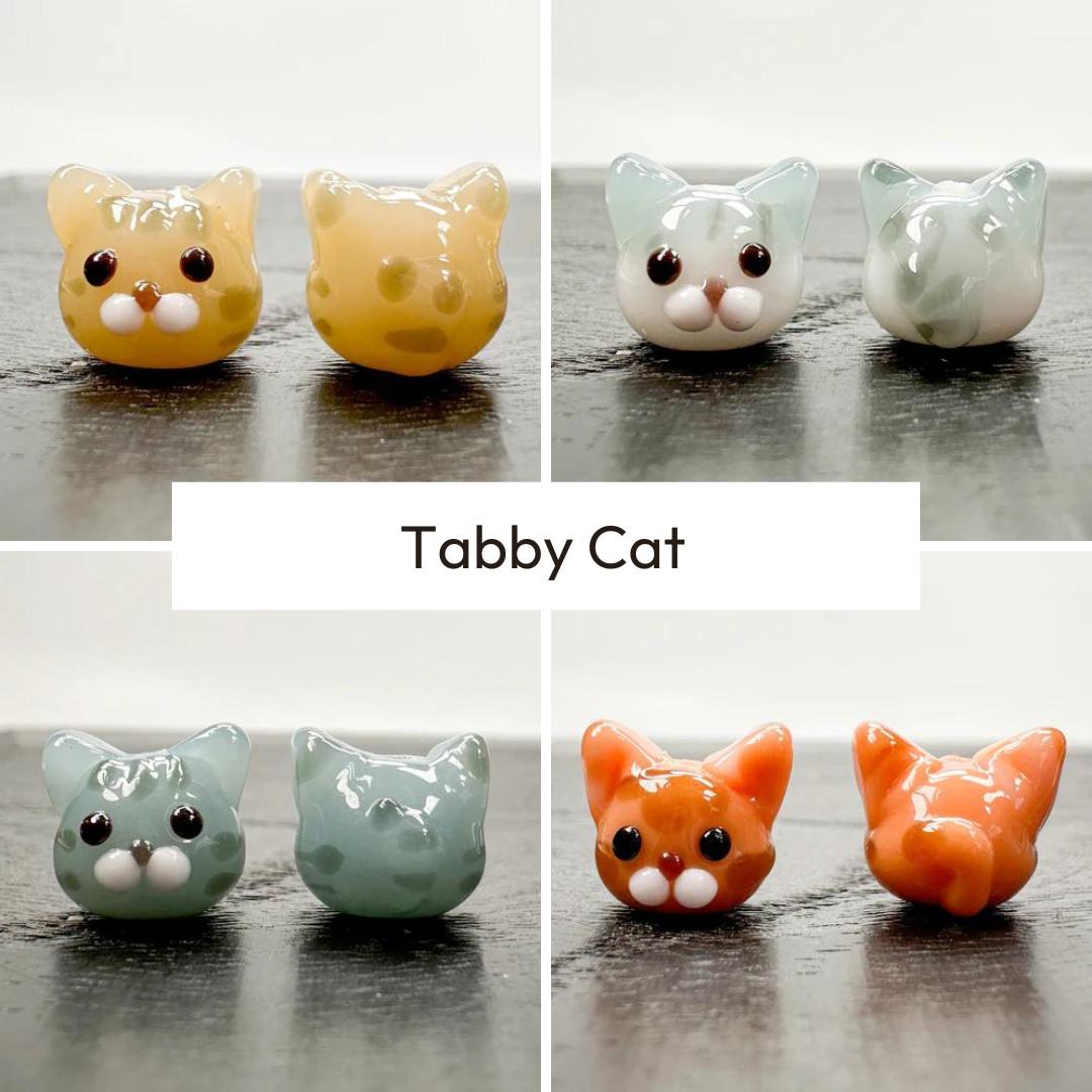 Chibi Handmade Glass Beads - Tabby Cat (LB132)