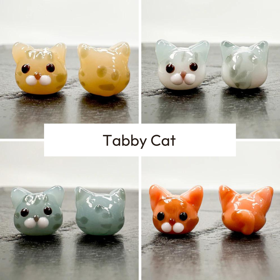 Chibi Handmade Glass Beads - Tabby Cat (LB132)-The Bead Gallery Honolulu