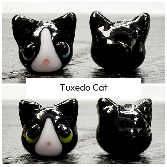 Chibi Handmade Glass Beads - Tuxedo Cat Light Blue Eyed (LB125)