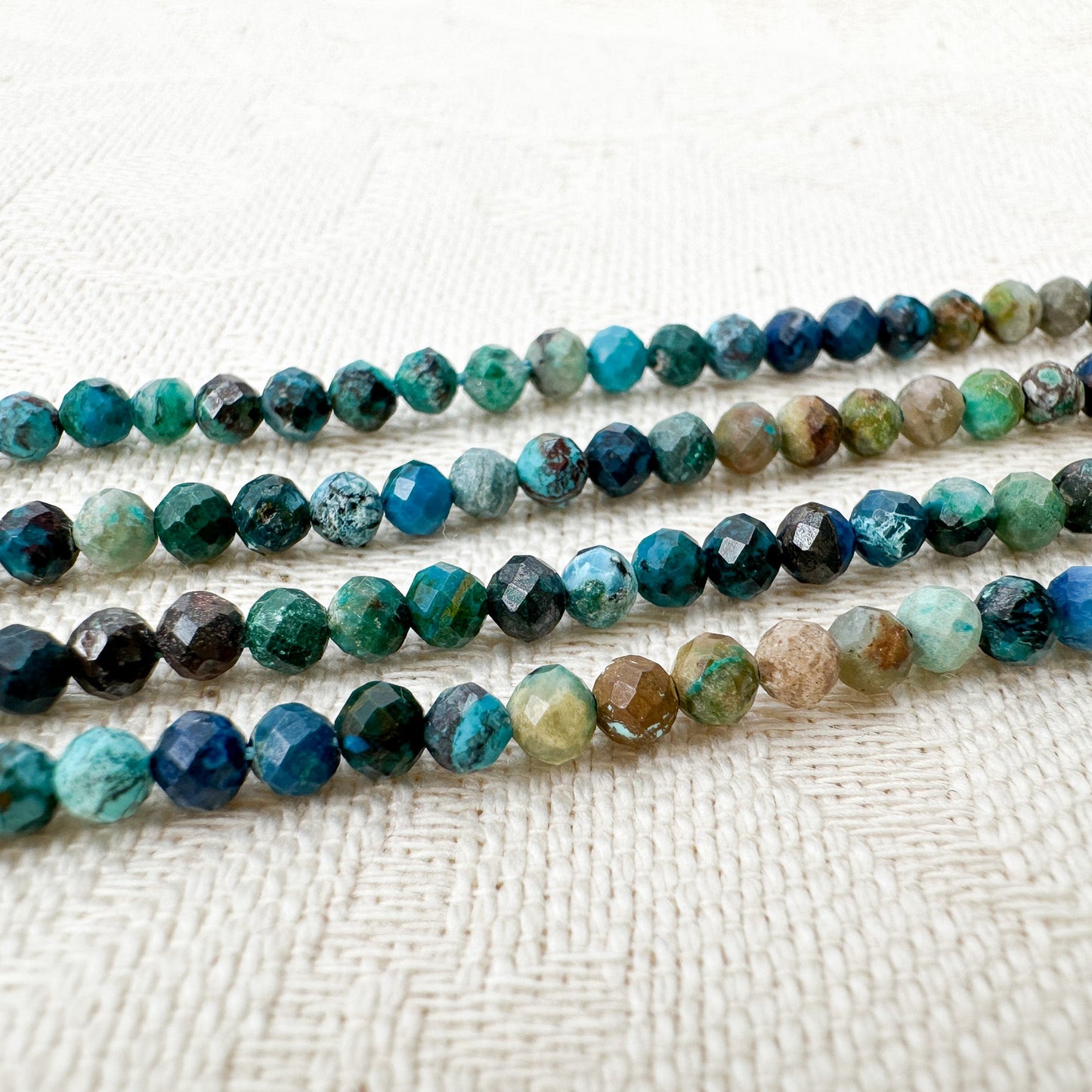 Chrysocolla/Azurite 3mm Faceted Round Bead - 7.5" Strand (GEM121)