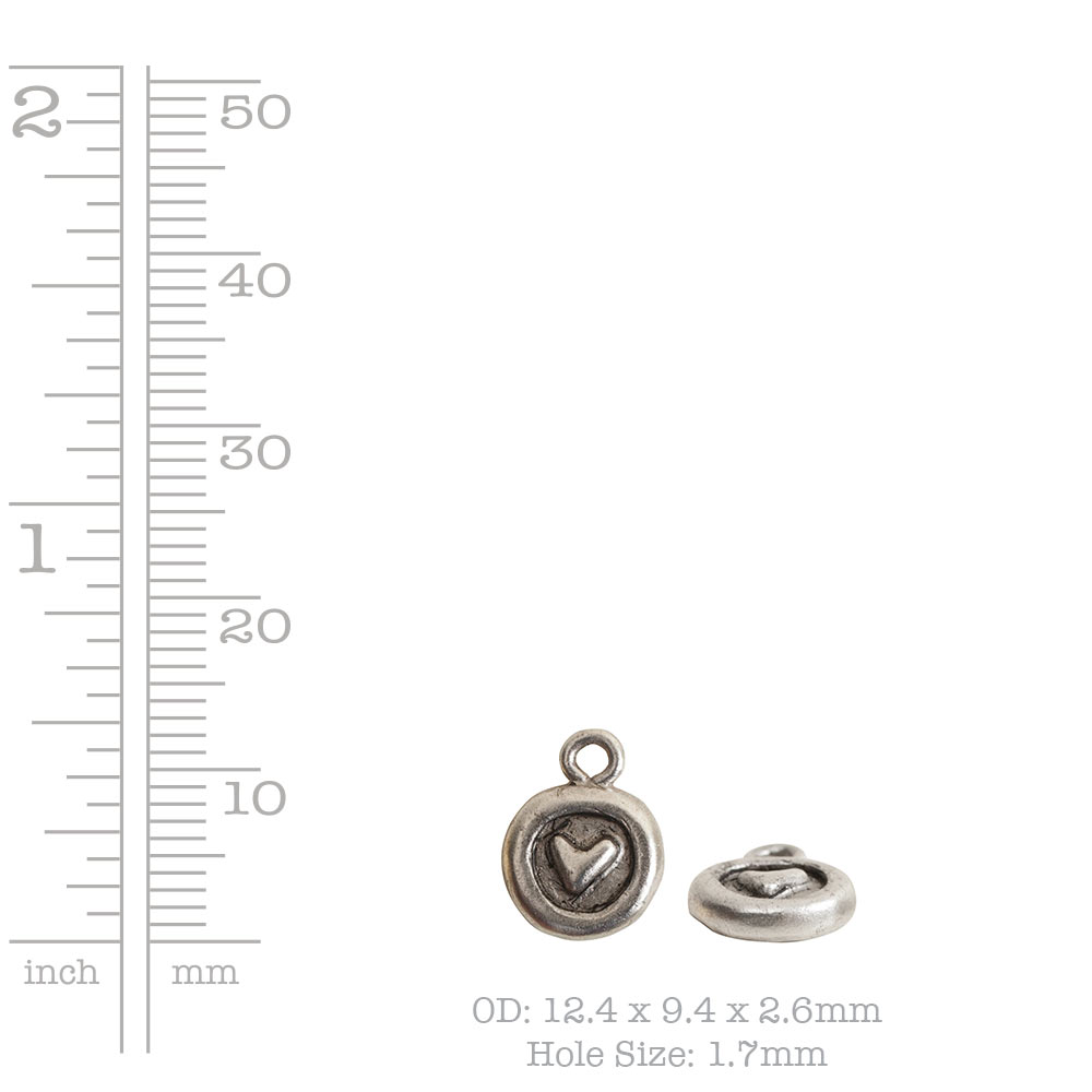 Circle Heart 9mm Pewter Charm (2 Color Options) - 1 pc. (M1951)-The Bead Gallery Honolulu