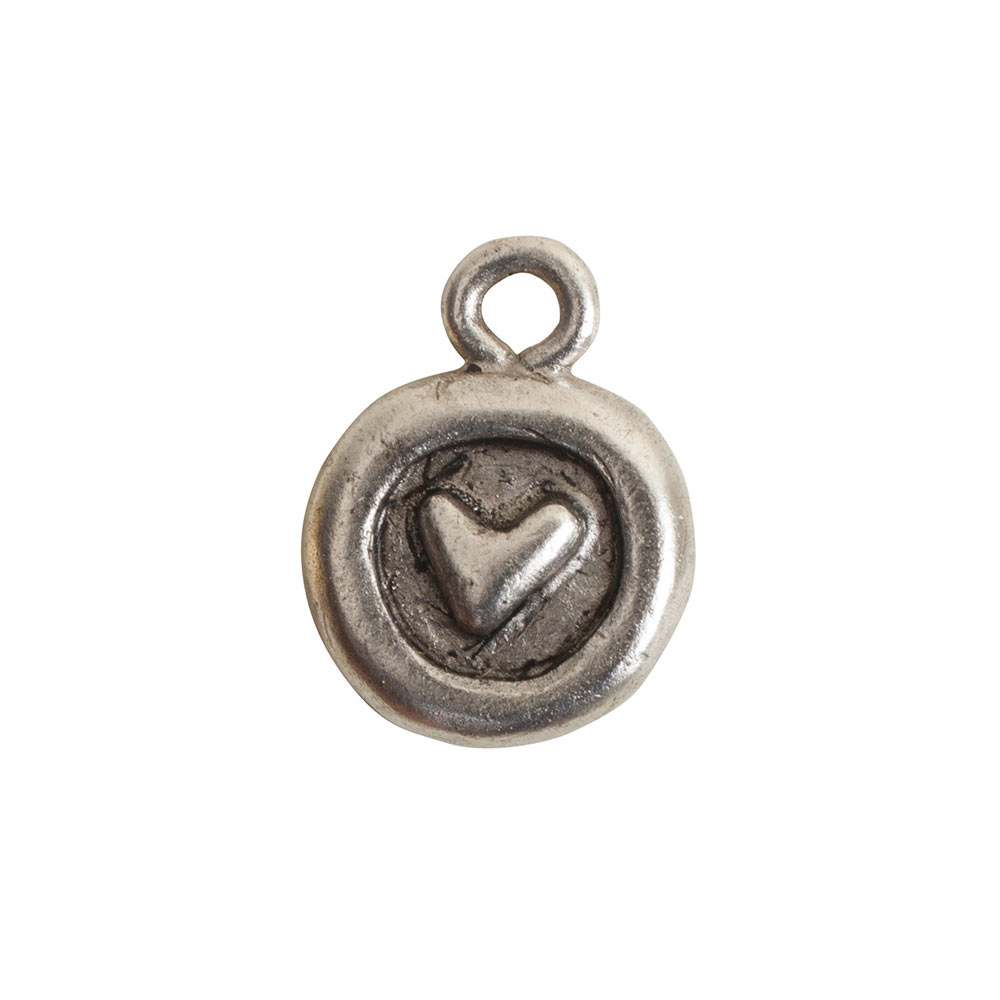 Circle Heart 9mm Pewter Charm (2 Color Options) - 1 pc. (M1951)-The Bead Gallery Honolulu