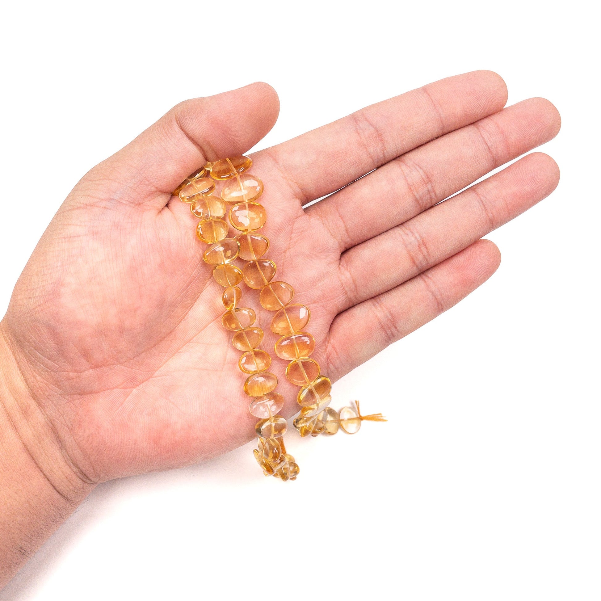 Citrine Flat Smooth Tumbled Bead - Strand (2 Quantities Available)