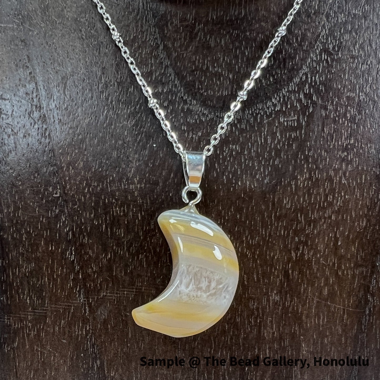 Agate Crescent Moon Pendant - 1 pc.