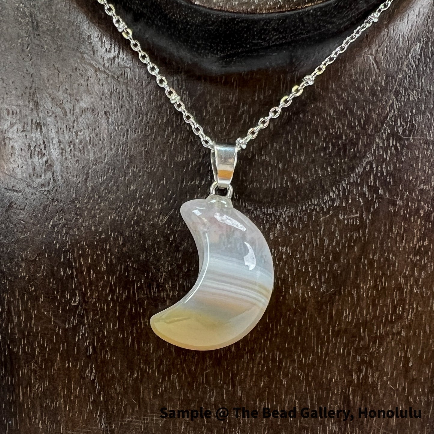 Agate Crescent Moon Pendant - 1 pc.