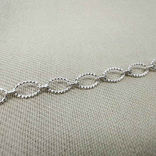 Crimped Oval 9x6mm Silver Plated Brass Chain - (1 inch/CB67)-The Bead Gallery Honolulu