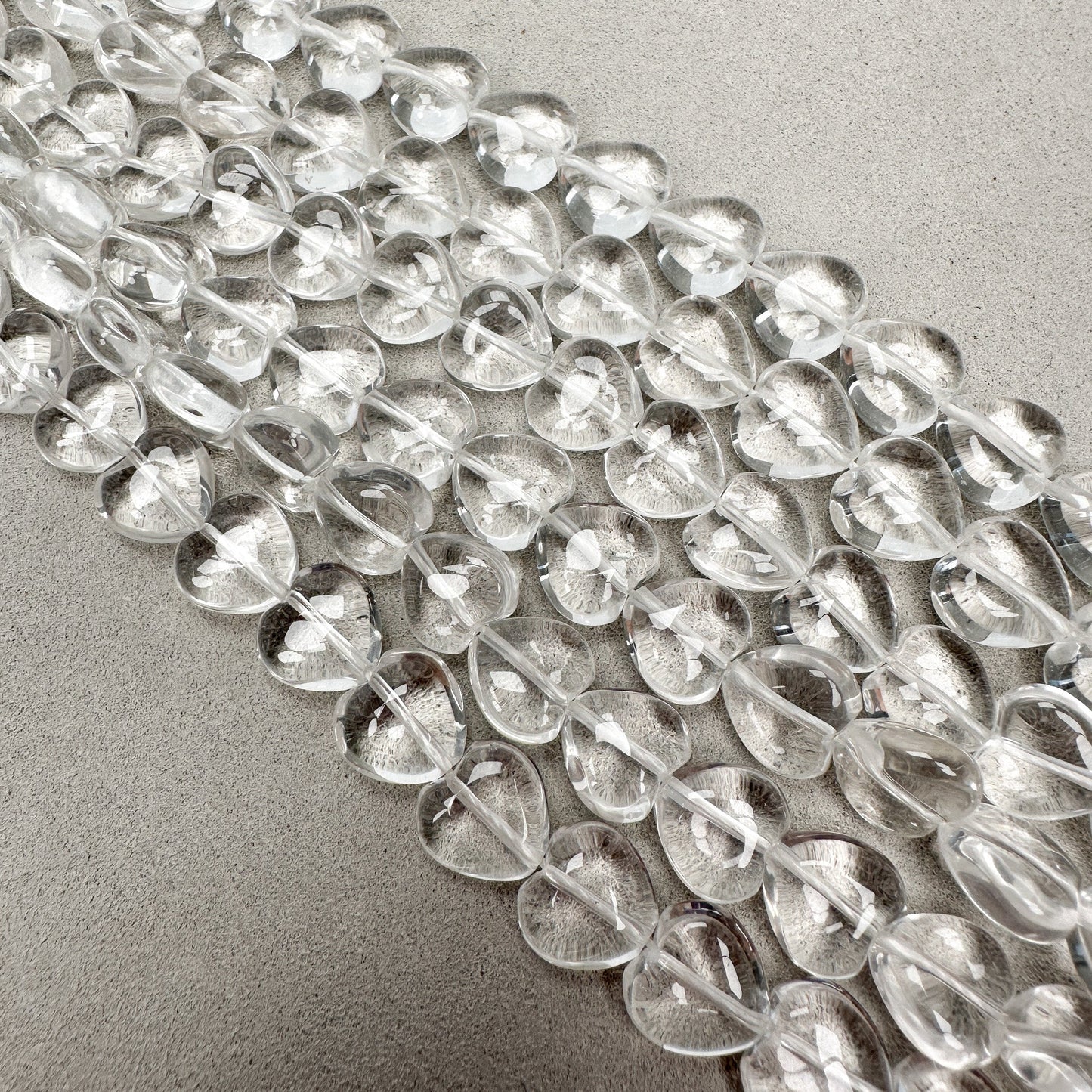 Crystal Quartz 12mm Smooth Heart Bead - 1 pc.-The Bead Gallery Honolulu