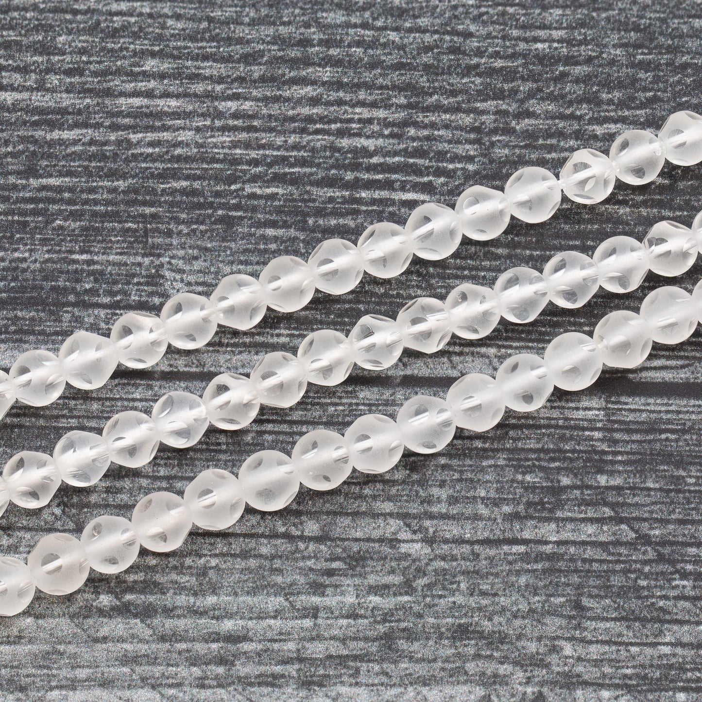 Crystal Quartz 6mm with DOTS! - 8" Strand