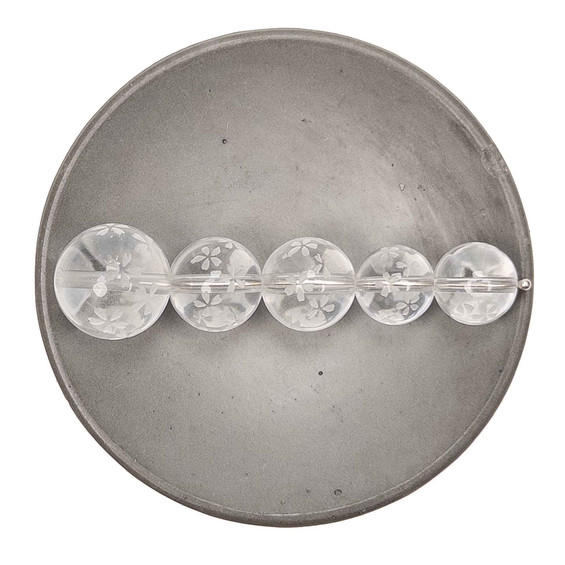 Crystal Quartz Sakura Shower Round Bead Mix - 5 pcs.-The Bead Gallery Honolulu