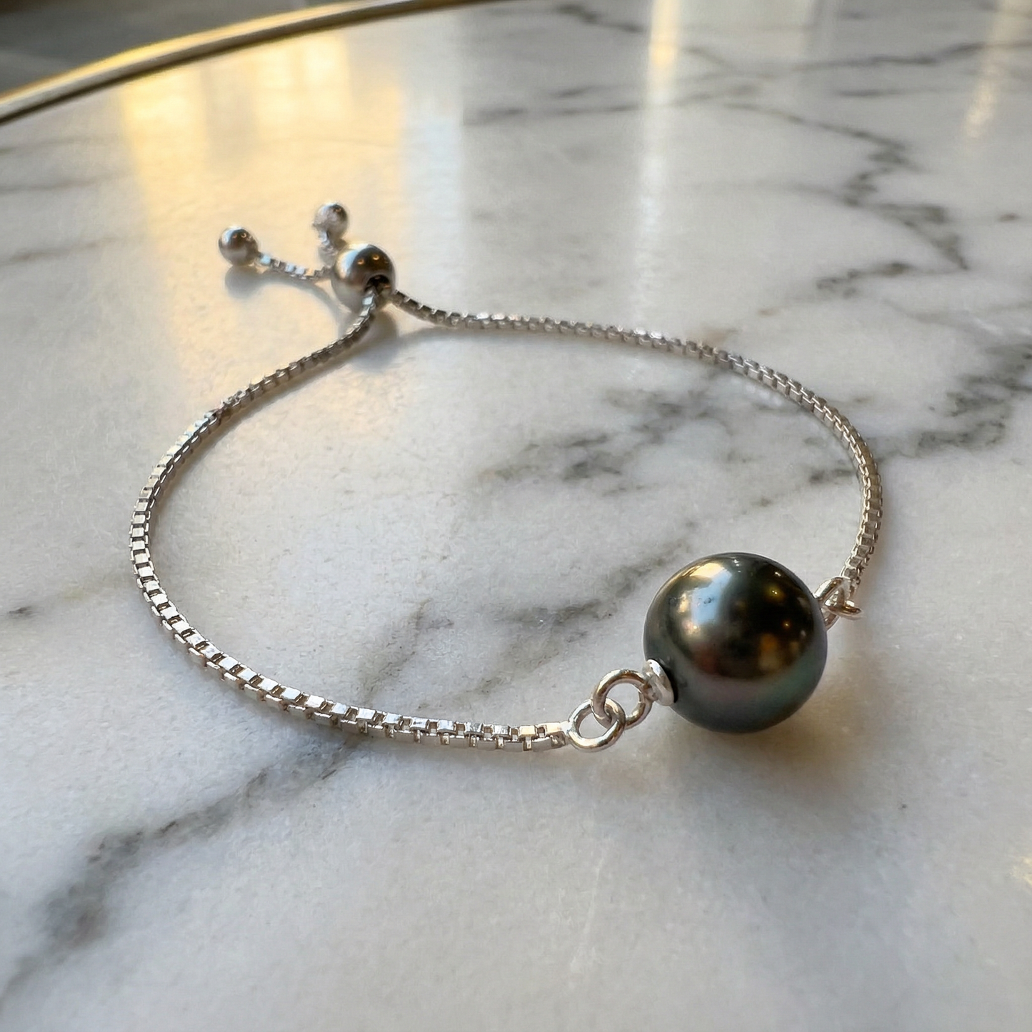 Papeete Tahitian Pearl Adjustable Sliding Bracelet (Sterling Silver) - 1 kit – AI Studio Image (Transformed)