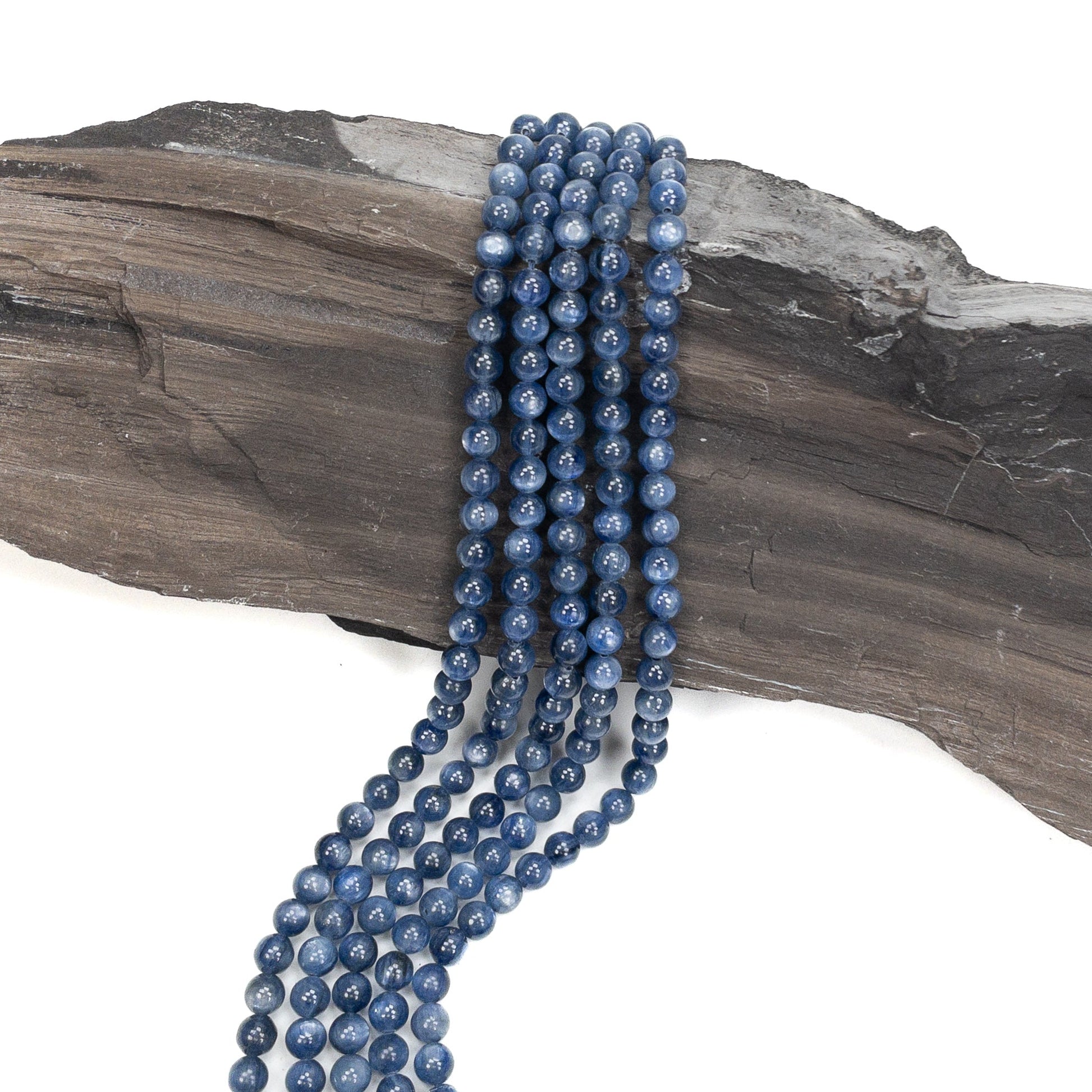 Dark Blue Kyanite 6mm Round Bead - 7.5" Strand