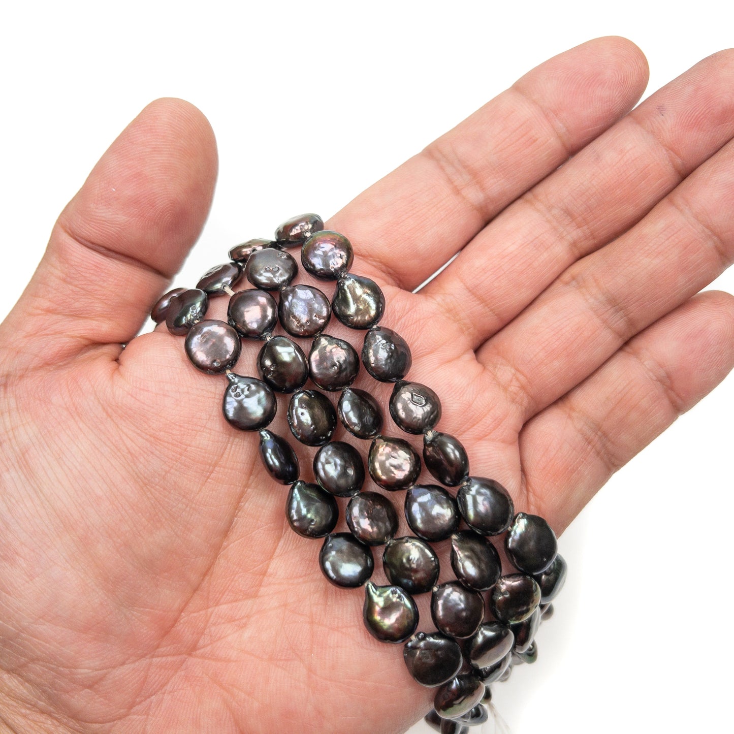 Dark Bronze 10mm Coin Freshwater Pearl - 7.5" Strand