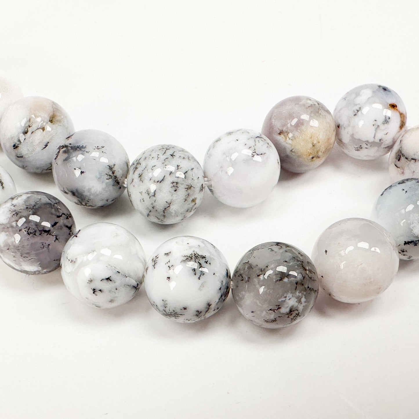 Dendritic Agate 10mm Round Bead - 7.5" Strand (GEM1719)-The Bead Gallery Honolulu