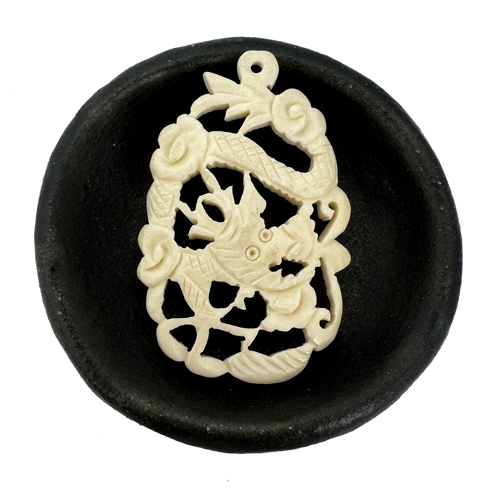 Dragon 30x45mm Carved Bone Pendants - 1 pc. (P2935)-The Bead Gallery Honolulu