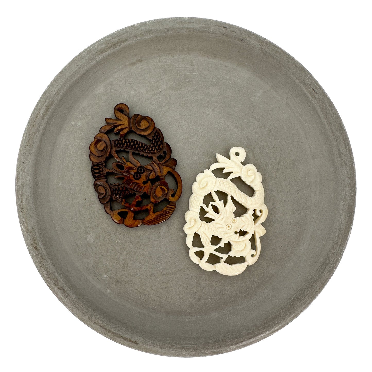 Dragon 30x45mm Carved Bone Pendants - 1 pc. (P2935)-The Bead Gallery Honolulu