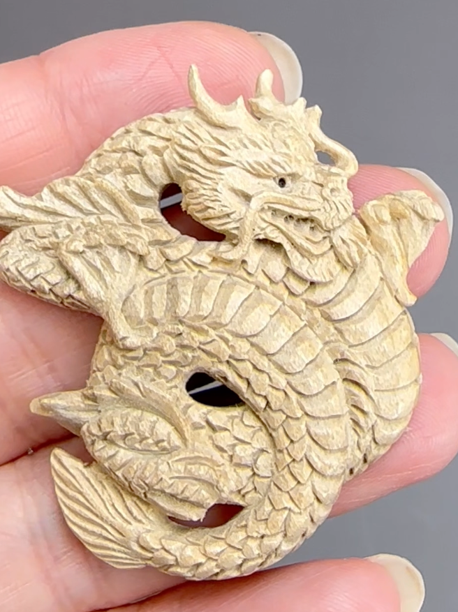 Dragon Pendants - Handcarved & Handpainted Wood from Bali (J261)