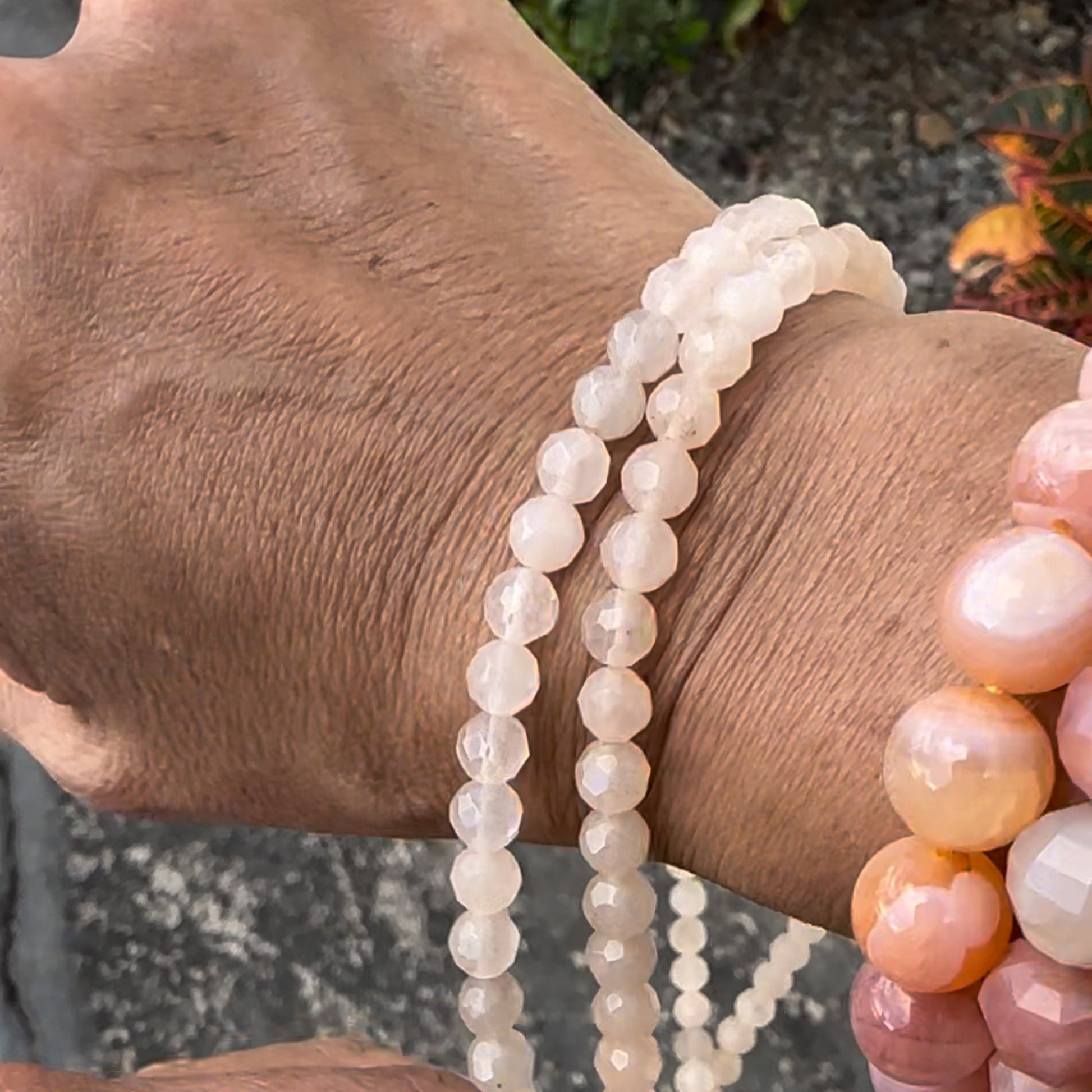 Dyed Peach Jade 6mm Faceted Round Bead - 16" Strand (GEM 934)-The Bead Gallery Honolulu